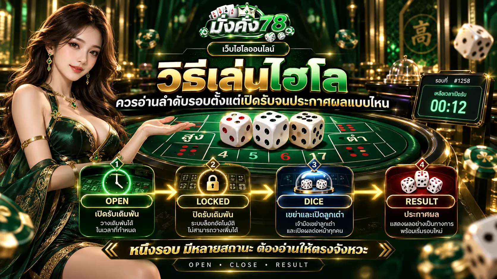 วิธีเล่นไฮโล ควรอ่านลำดับรอบตั้งแต่เปิดรับจนประกาศผลแบบไหน
