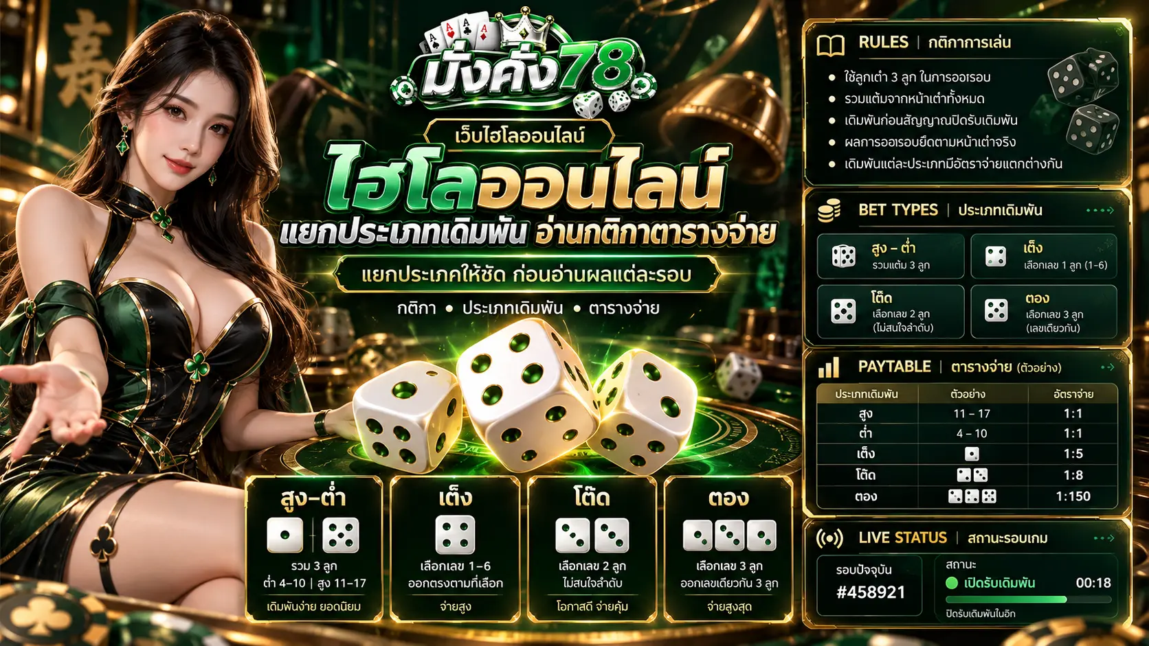 mangkhang78 ไฮโลออนไลน์ แยกประเภทเดิมพัน อ่านกติกาตารางจ่าย